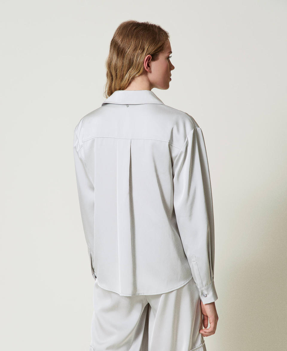 Twin Set Camicia In Raso Con Bottone Gioiello