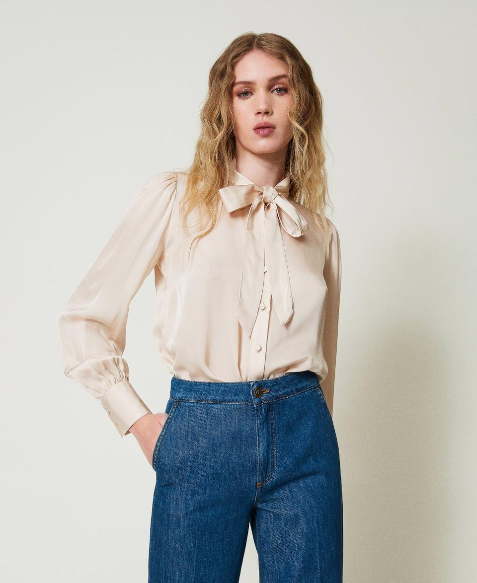 Twin Set Camicia in raso con fiocco