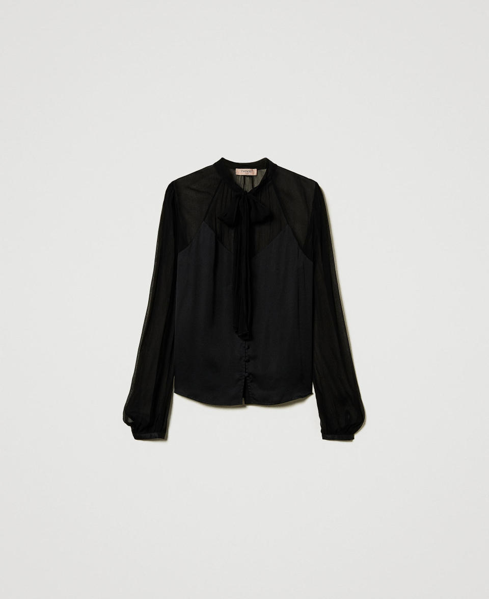 Twin Set Camicia In Raso E Chiffon