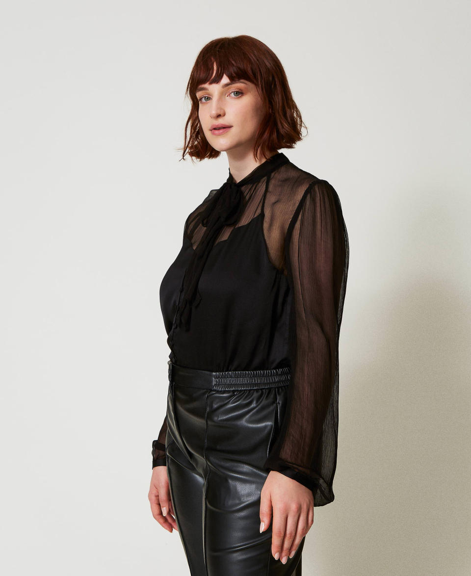 Twin Set Camicia In Raso E Chiffon