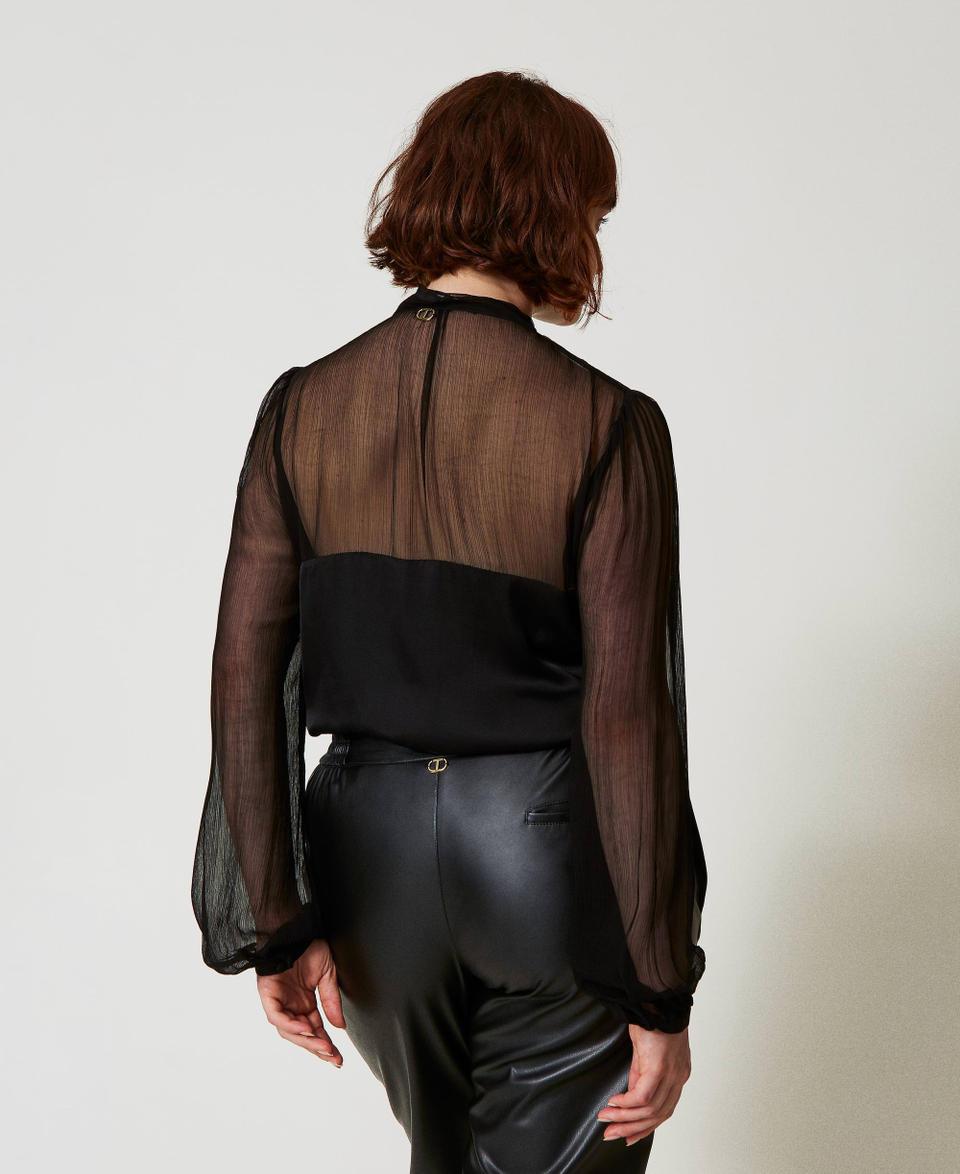 Twin Set Camicia In Raso E Chiffon