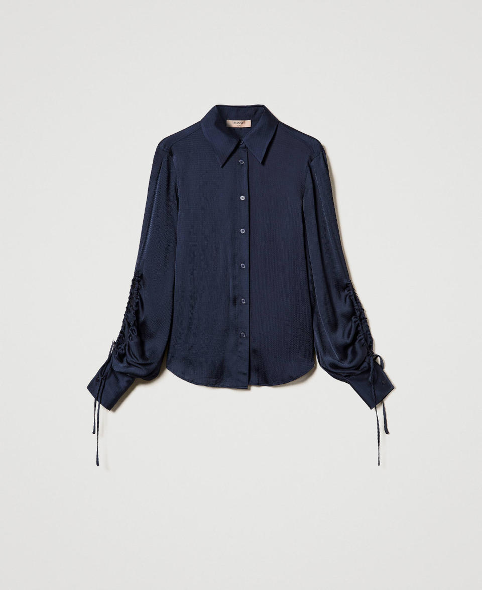 Twin Set Camicia In Raso Martellato Con Oblò