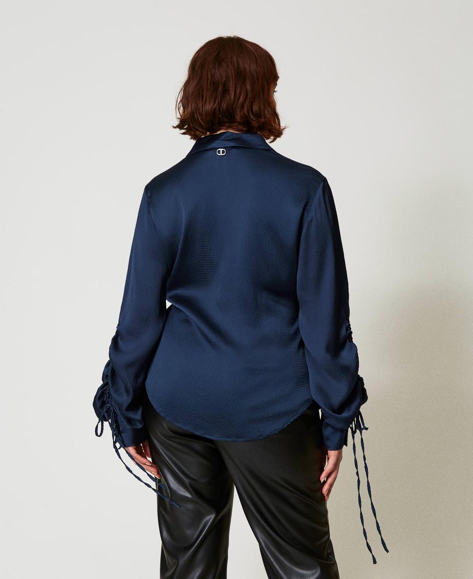 Twin Set Camicia In Raso Martellato Con Oblò