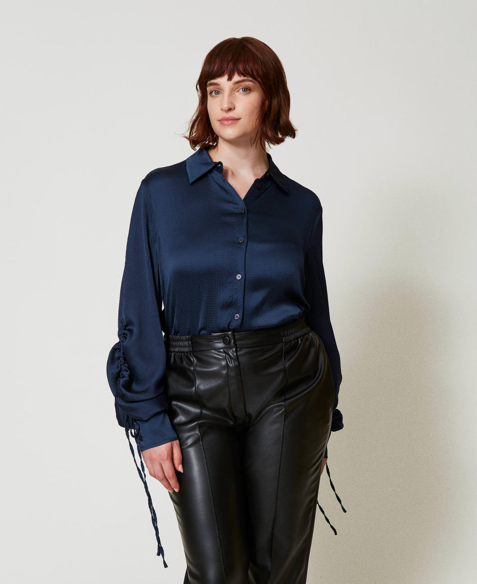 Twin Set Camicia In Raso Martellato Con Oblò