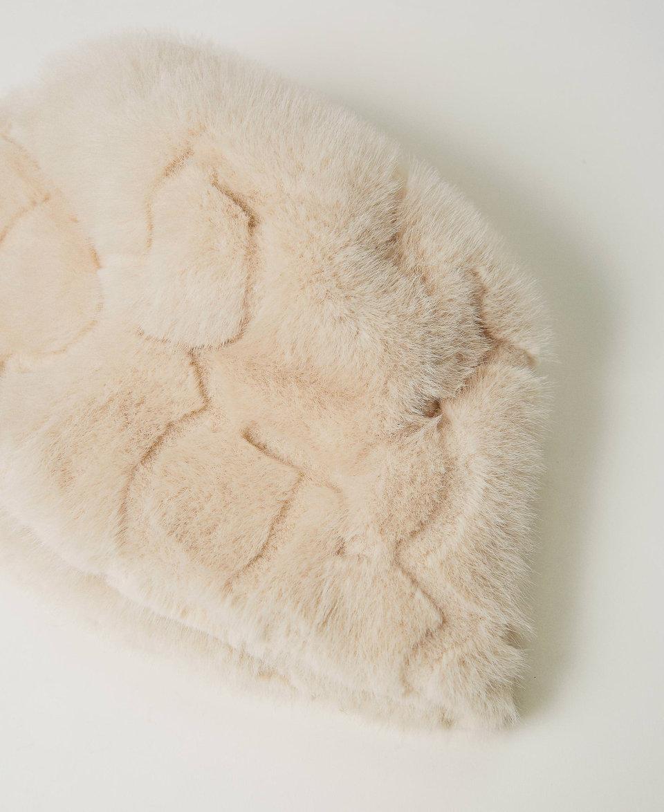 Twin Set Cappello Bucket In Faux Fur Con Logo