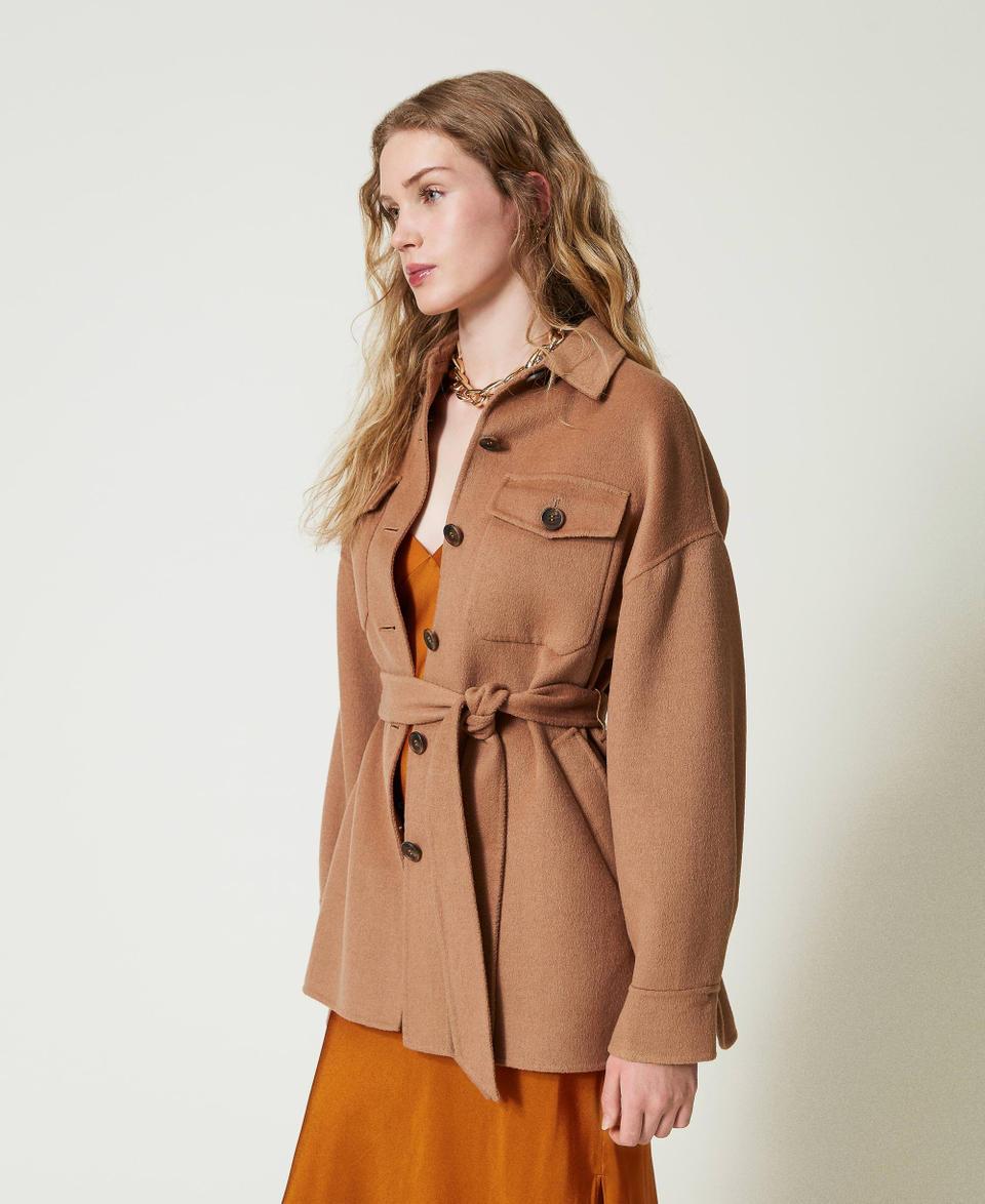 Twin Set Cappotto Caban In Panno Double Misto Lana