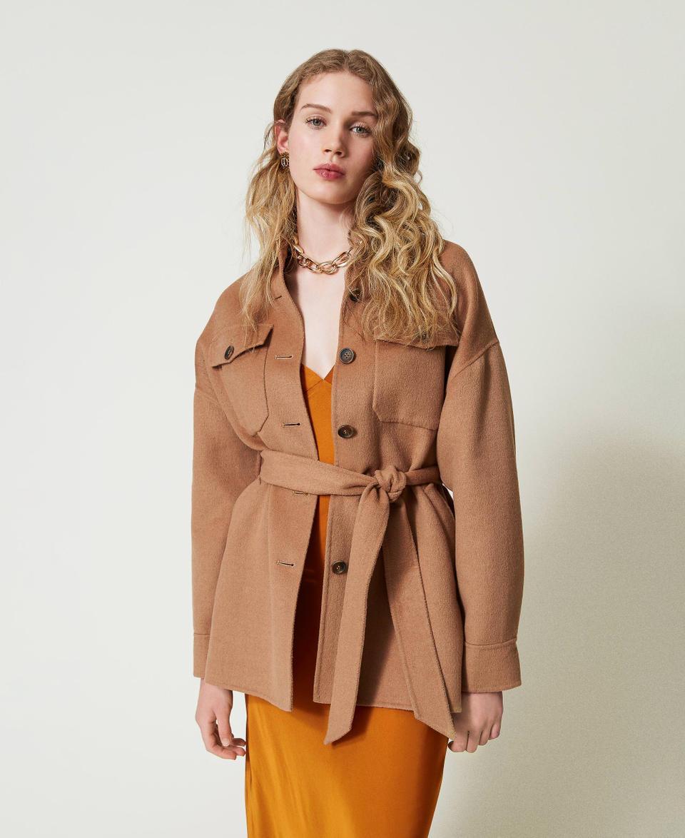 Twin Set Cappotto Caban In Panno Double Misto Lana