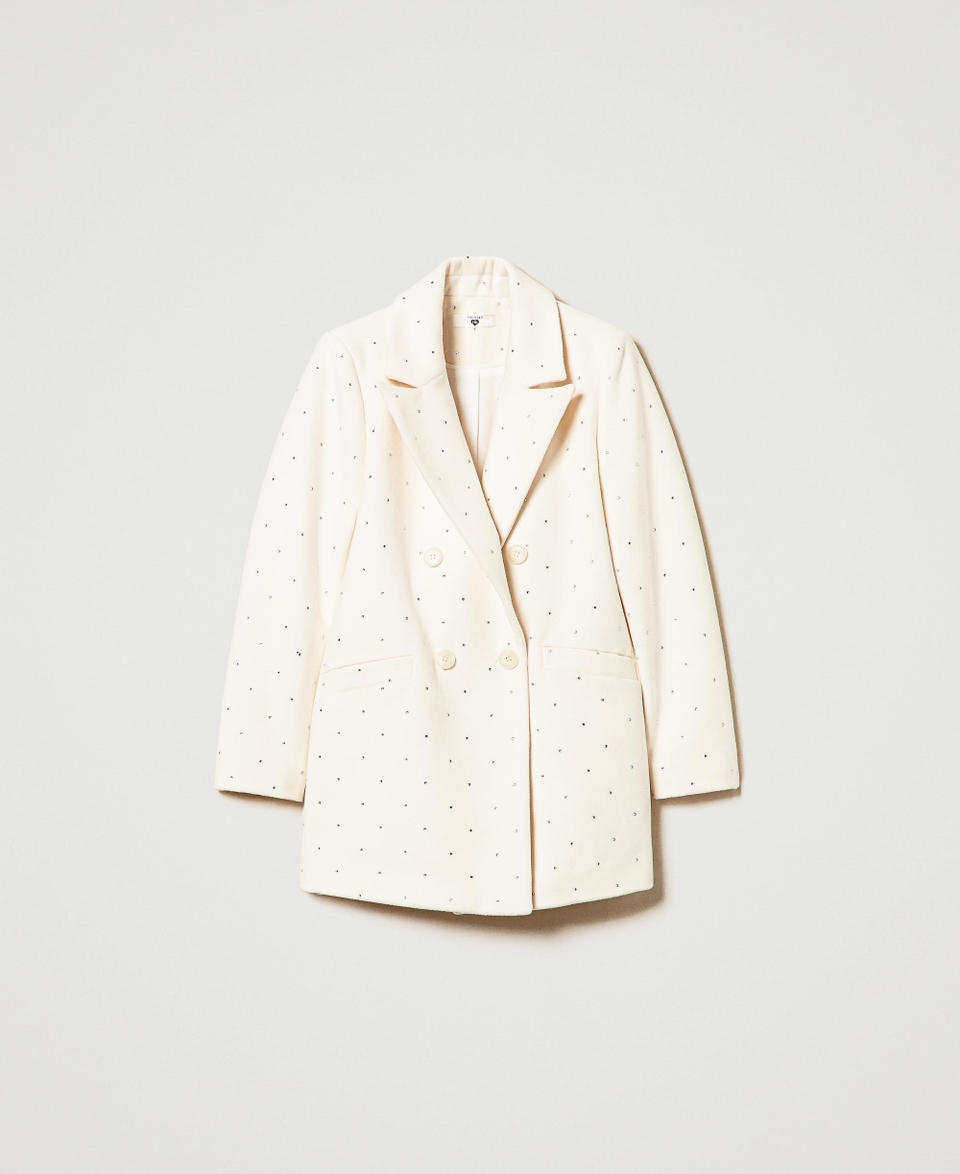 Twin Set Cappotto Corto In Panno Con Strass