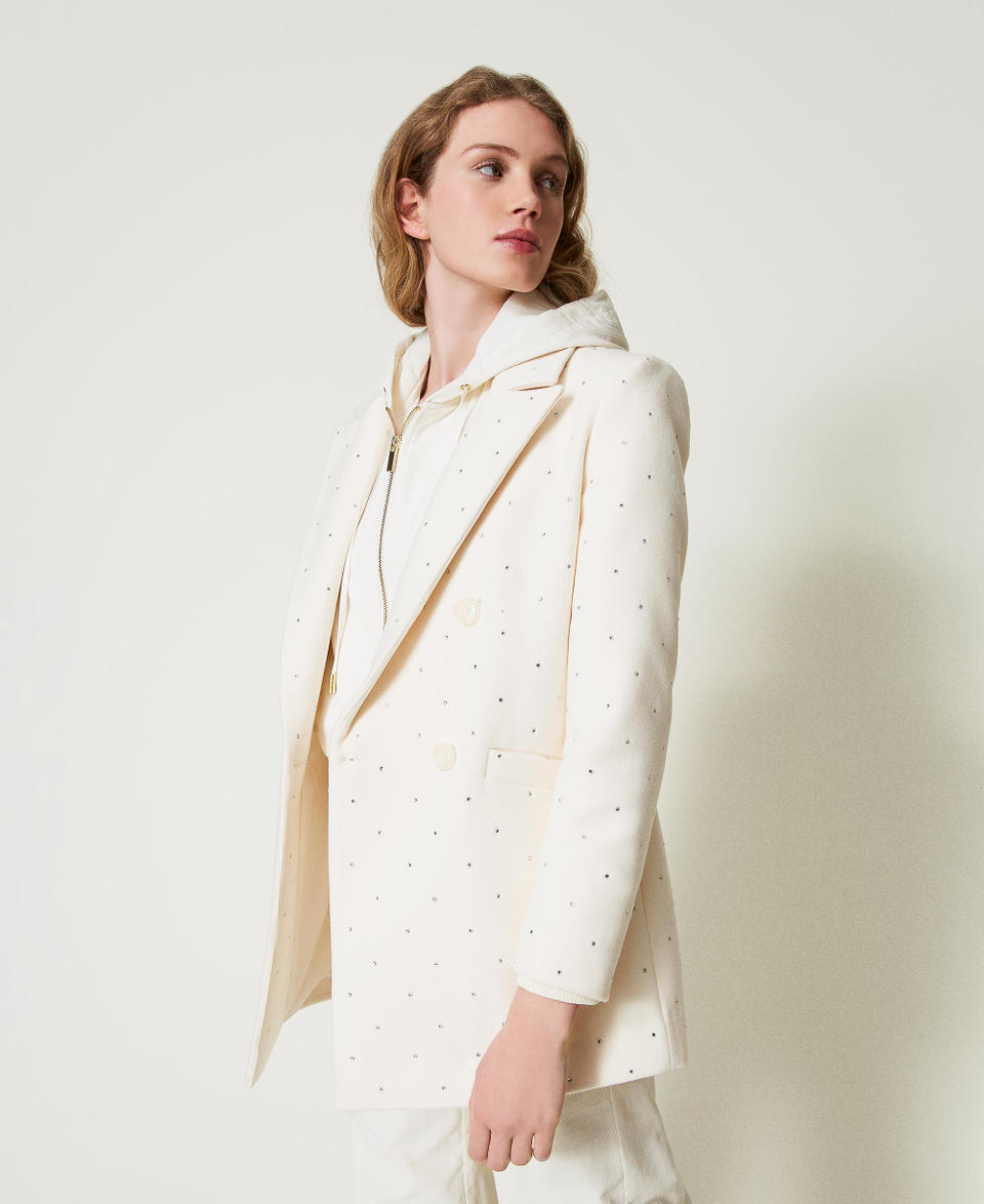 Twin Set Cappotto corto in panno con strass