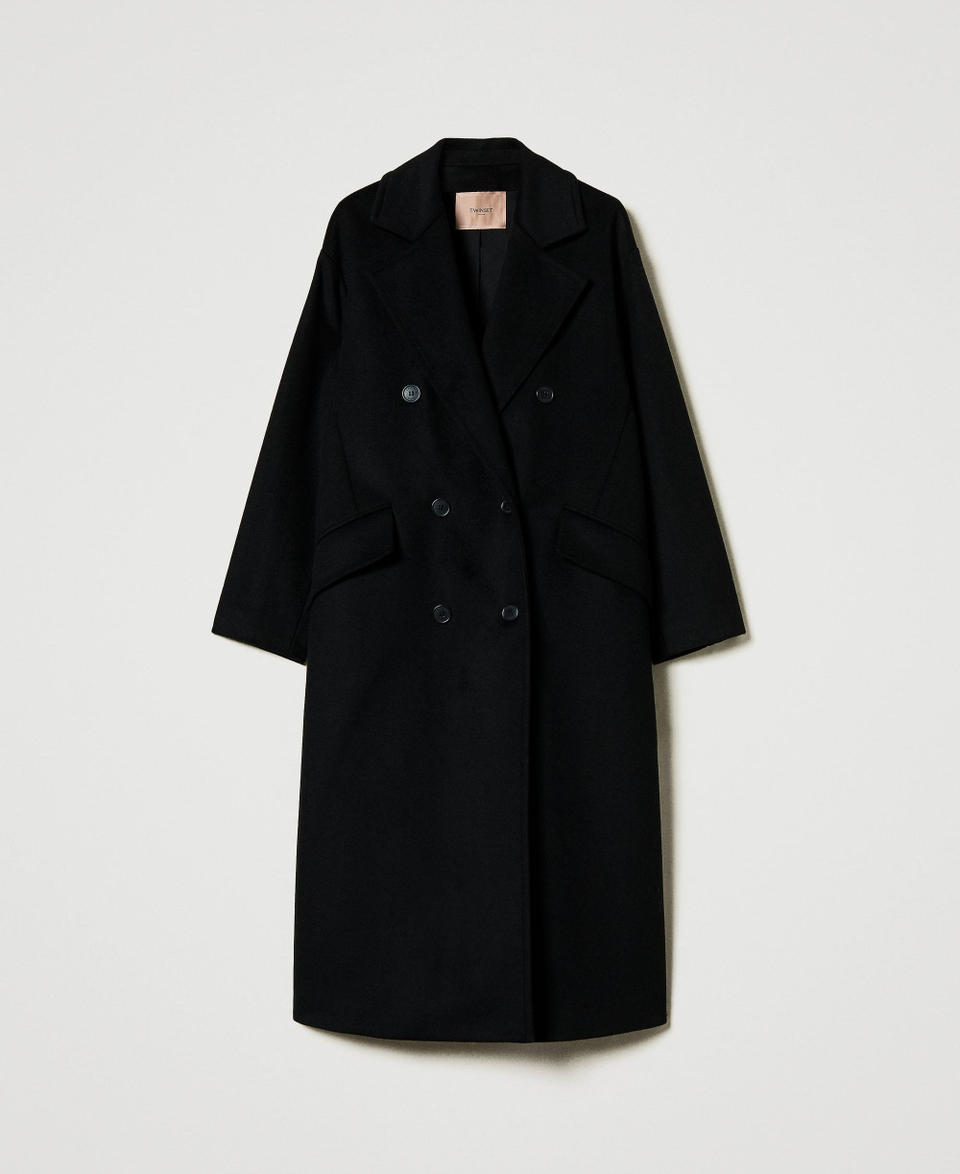 Twin Set Cappotto Di Linea Morbida In Misto Lana