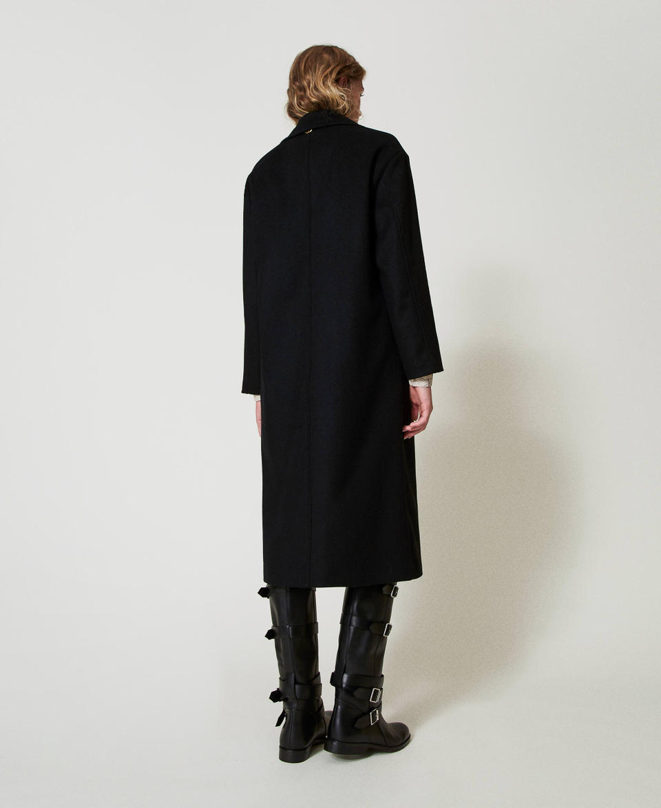 Twin Set Cappotto Di Linea Morbida In Misto Lana