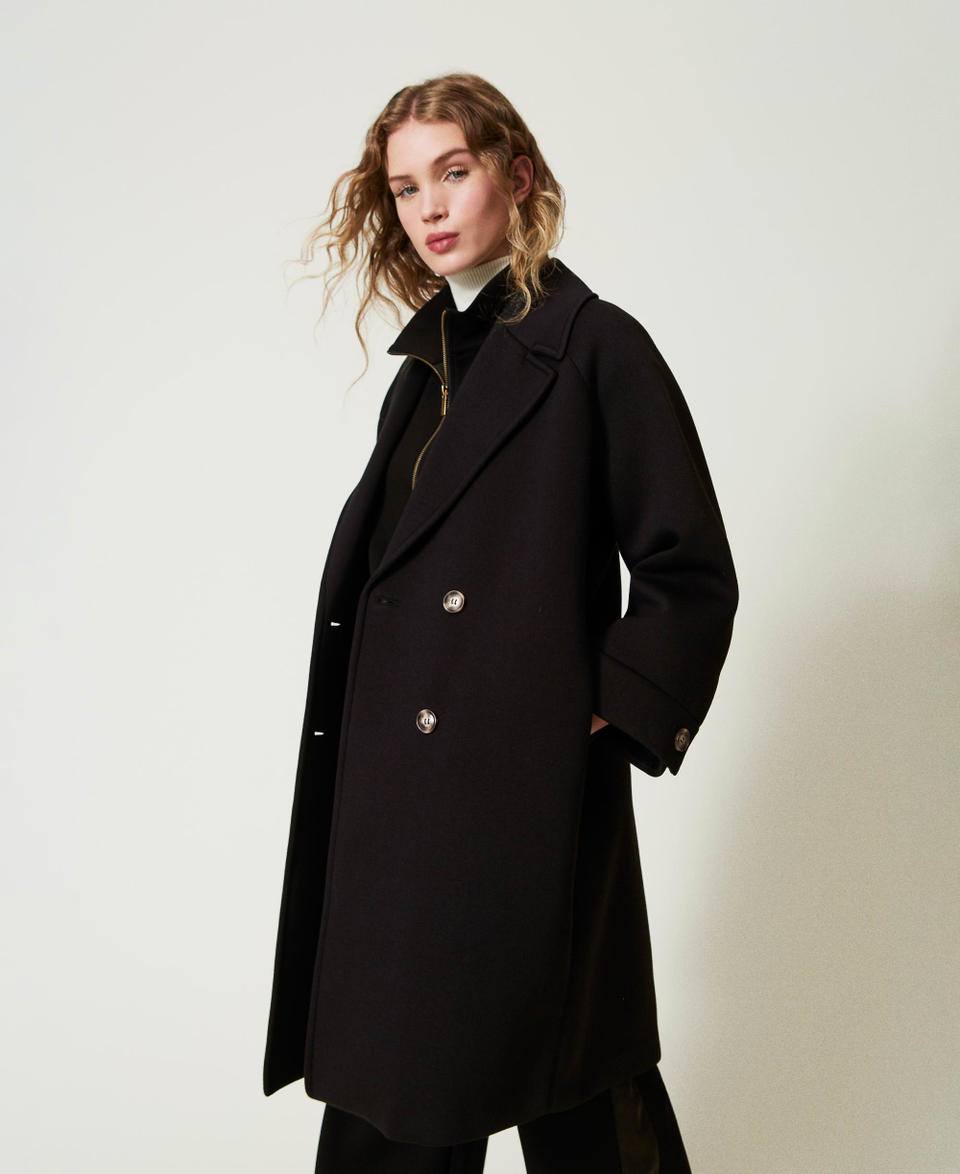 Twin Set Cappotto doppiopetto in tessuto scuba