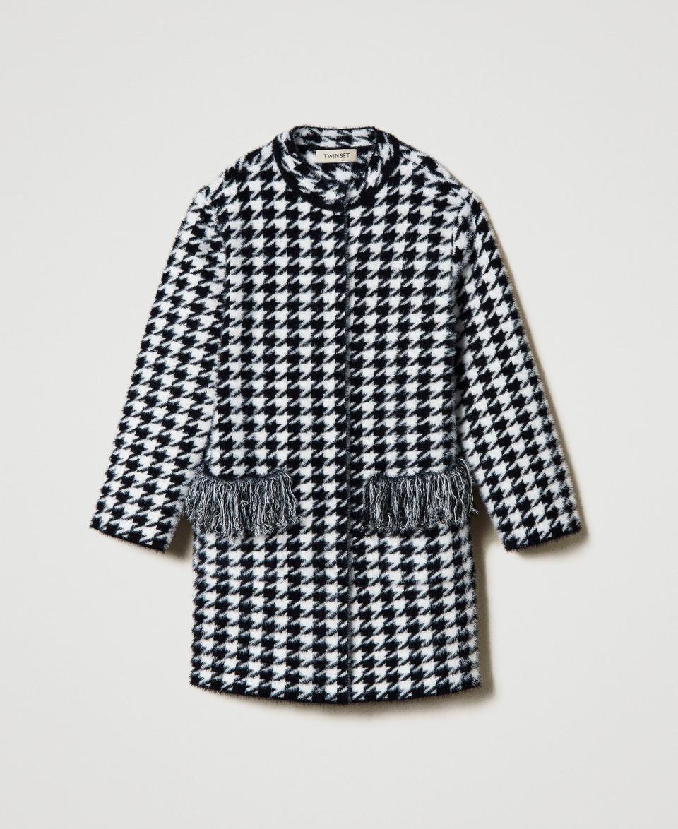 Twin Set Cappotto In Maglia Jacquard Pied De Poule