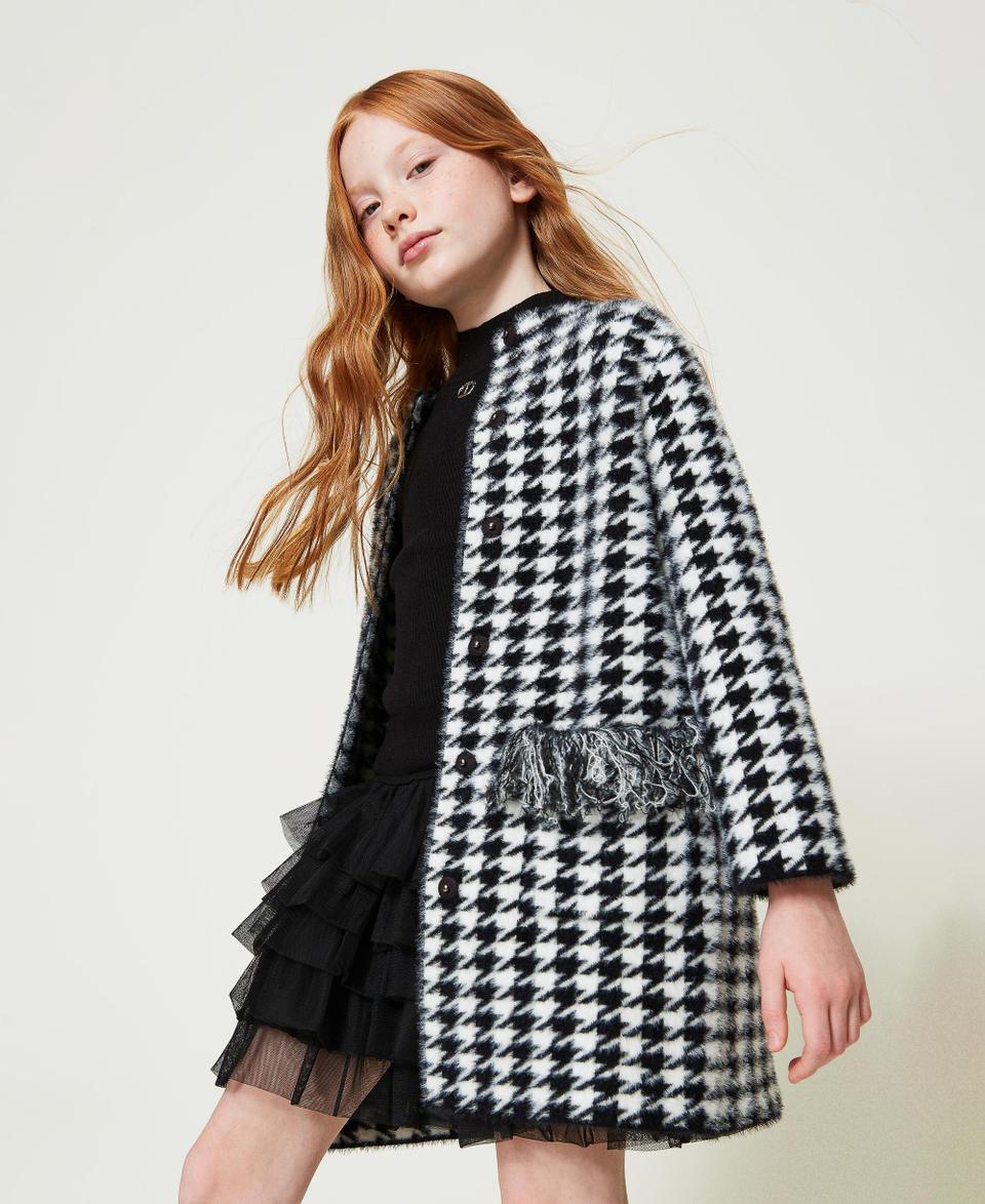 Twin Set Cappotto In Maglia Jacquard Pied De Poule