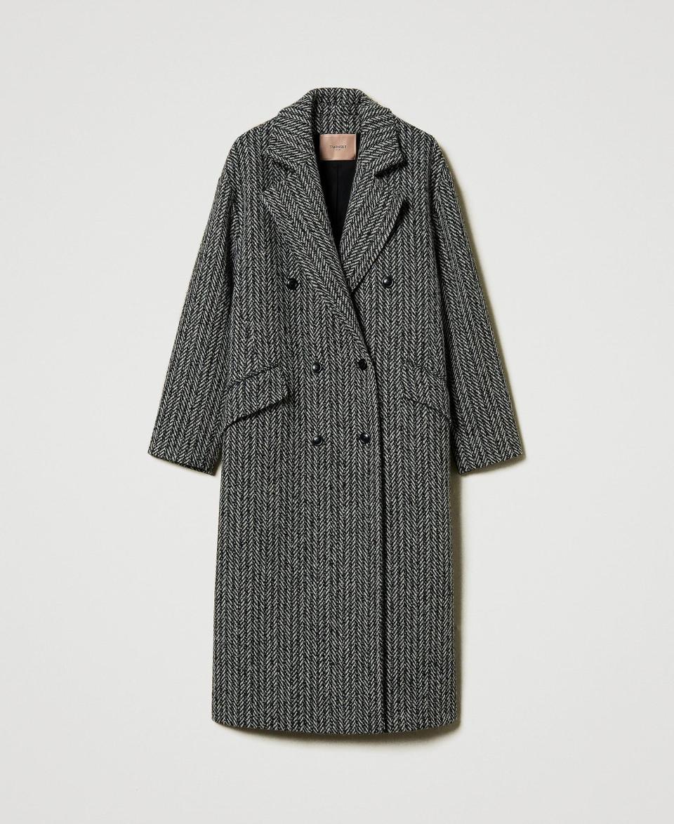 Twin Set Cappotto In Misto Lana Gessato