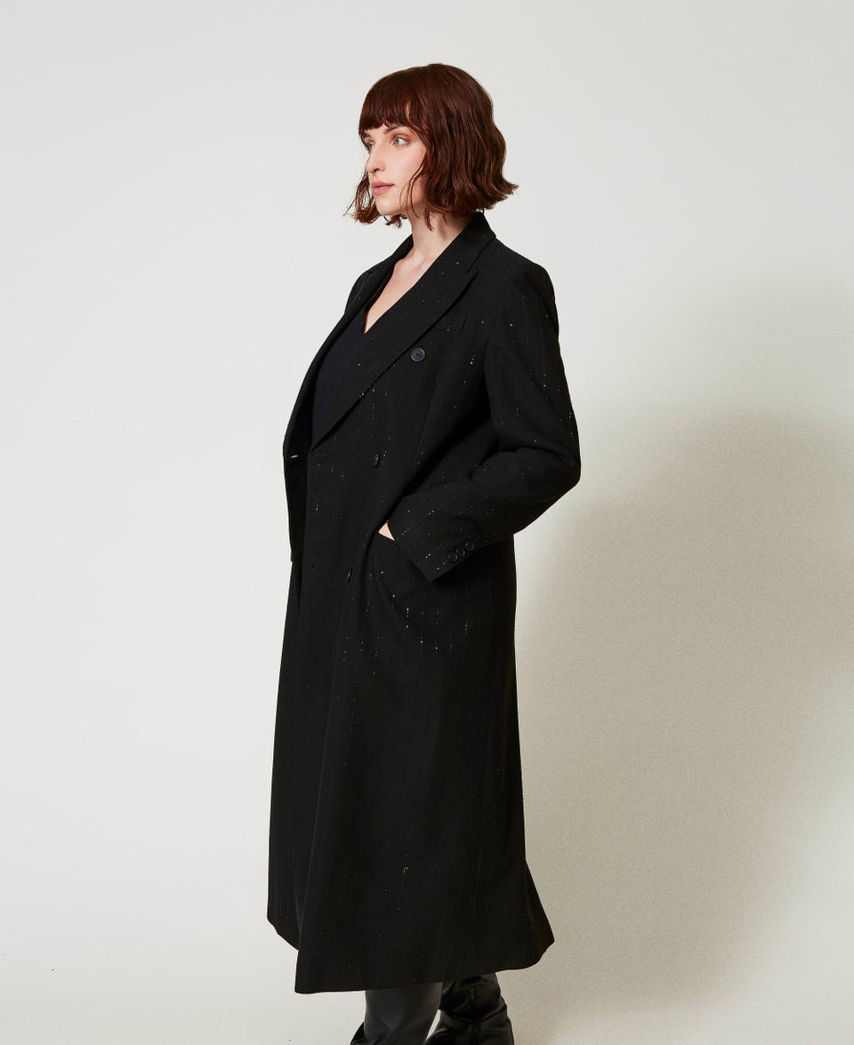 Twin Set Cappotto In Panno Con Paillettes