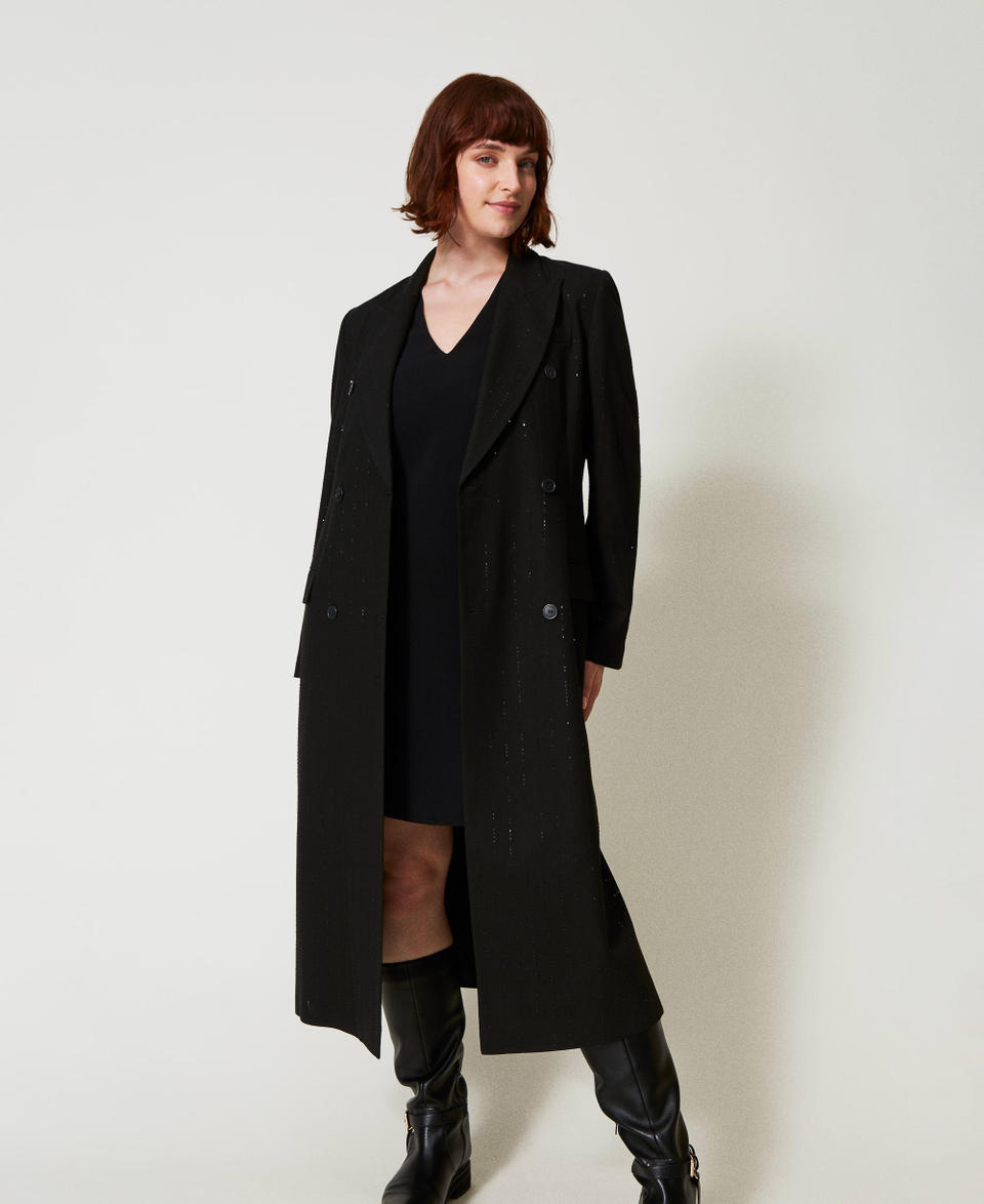 Twin Set Cappotto in panno con paillettes