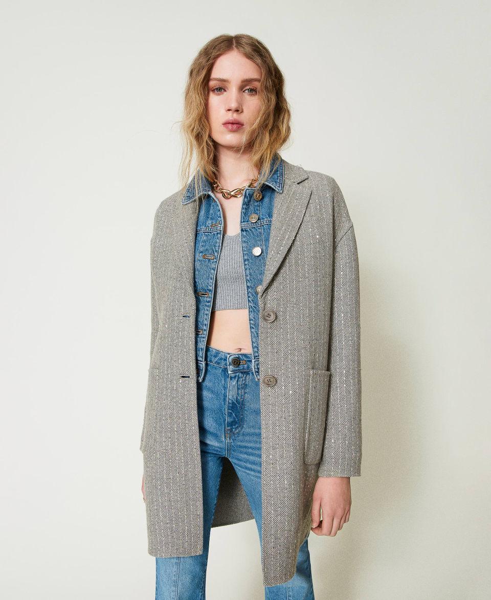 Twin Set Cappotto In Panno Double Con Paillettes