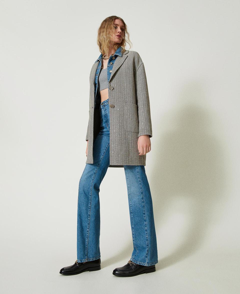 Twin Set Cappotto in panno double con paillettes