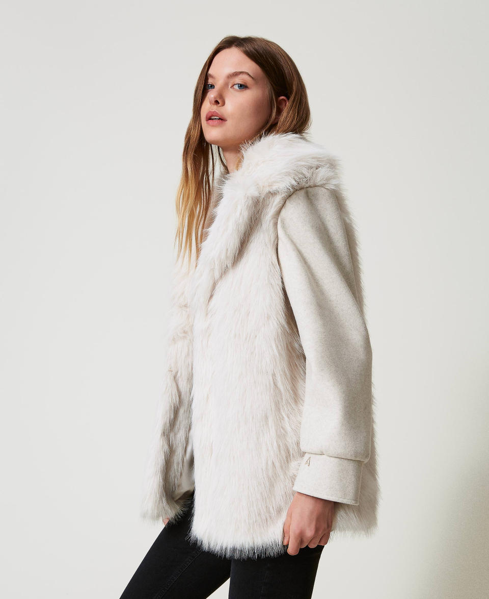 Twin Set Cappotto In Panno E Faux Fur