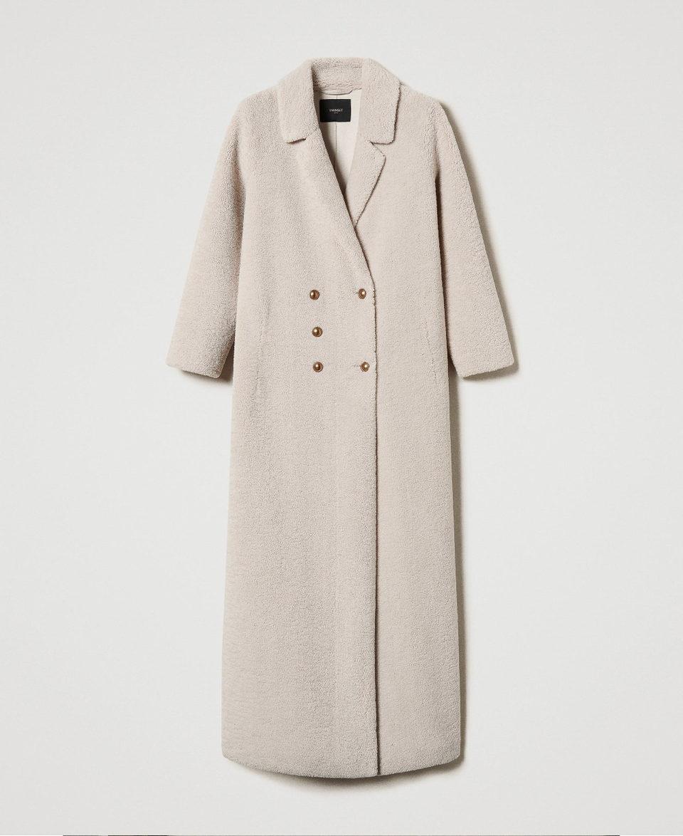 Twin Set Cappotto Lungo Doppiopetto In Faux Fur