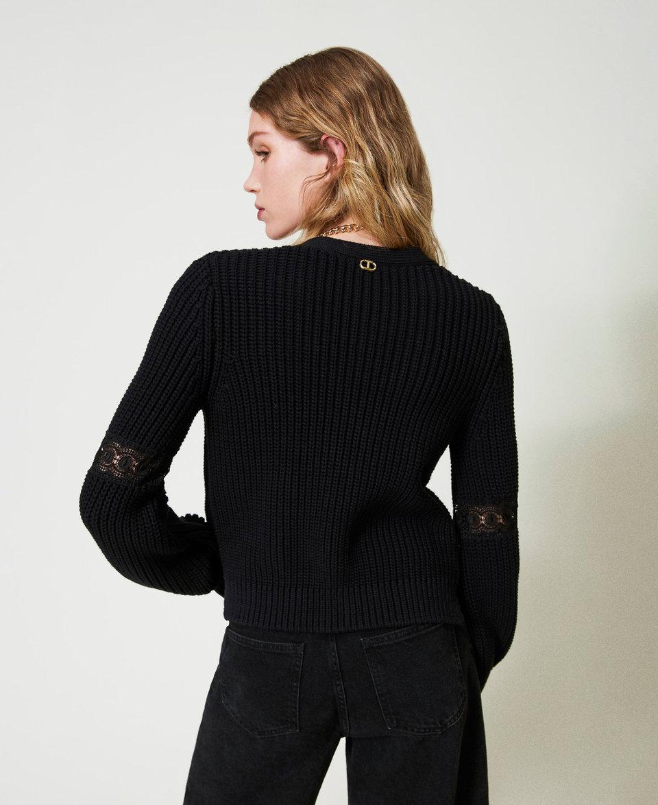 Twin Set Cardigan A Costine Con Pizzo