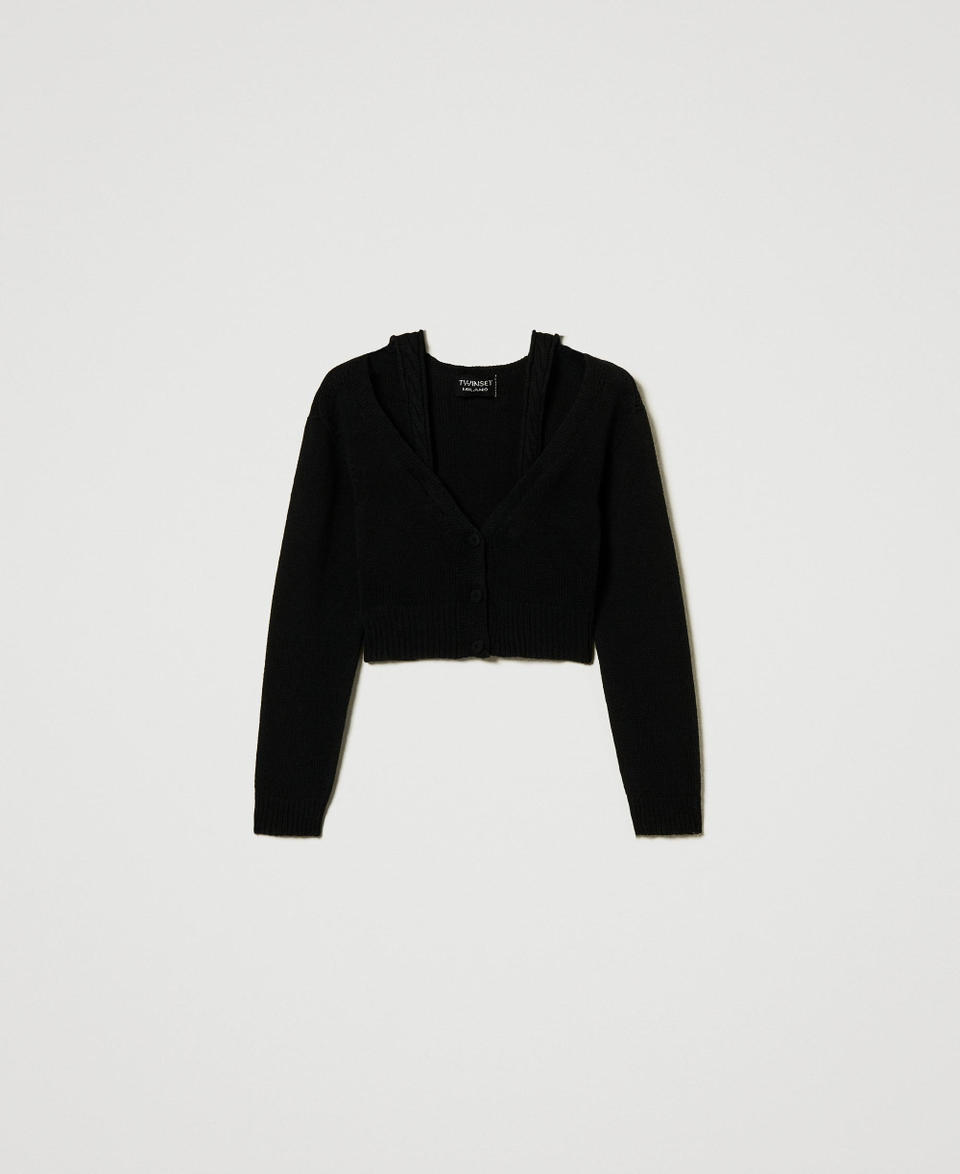 Twin Set Cardigan In Filato Treeblend Con Trecce