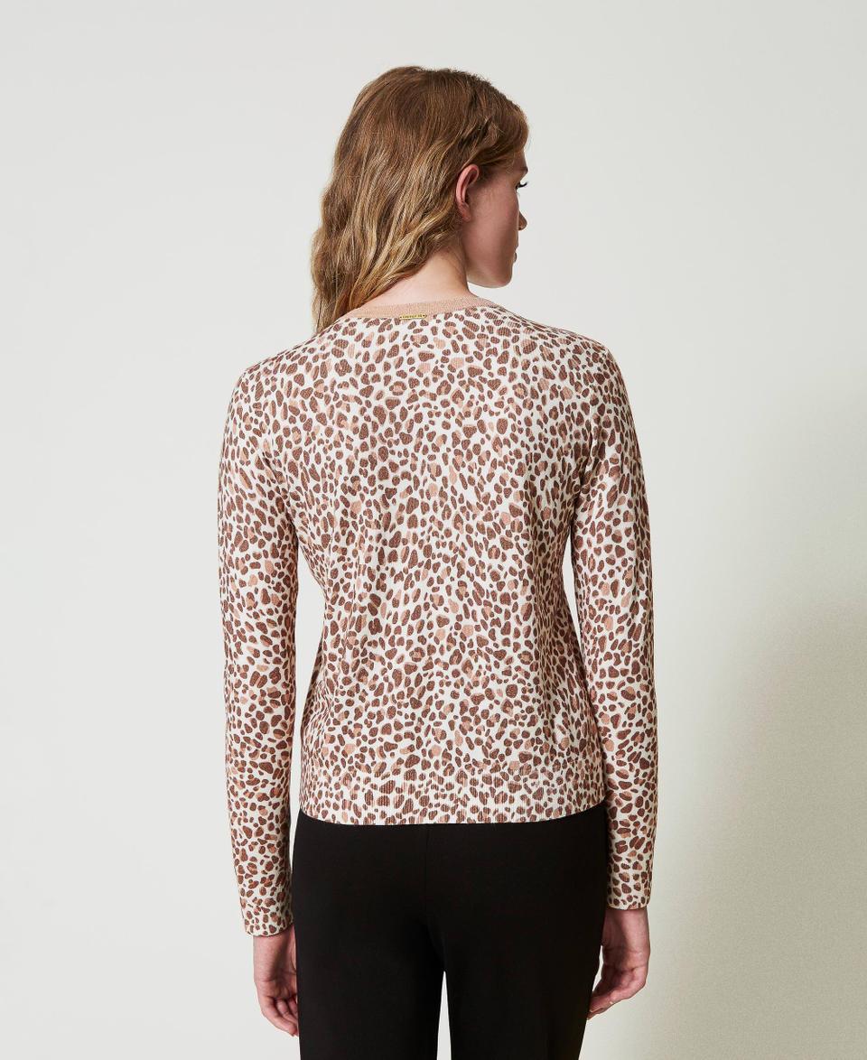 Twin Set Cardigan In Maglia Con Stampa E Pizzo