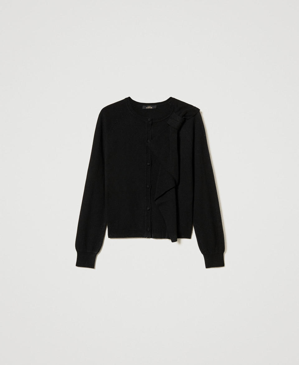 Twin Set Cardigan In Misto Lana Con Maxi Fiocco