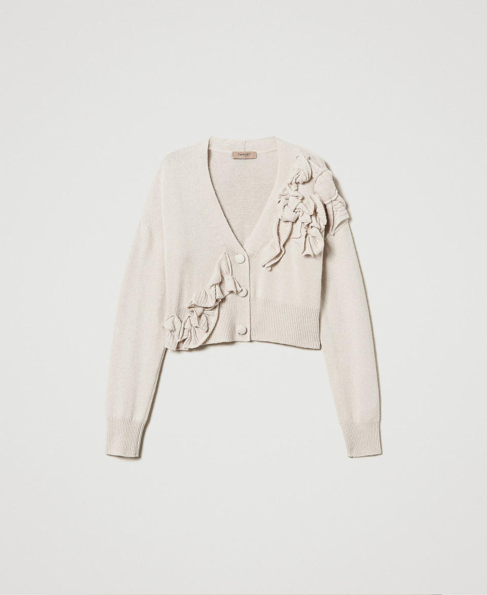 Twin Set Cardigan In Misto Lana Con Volant