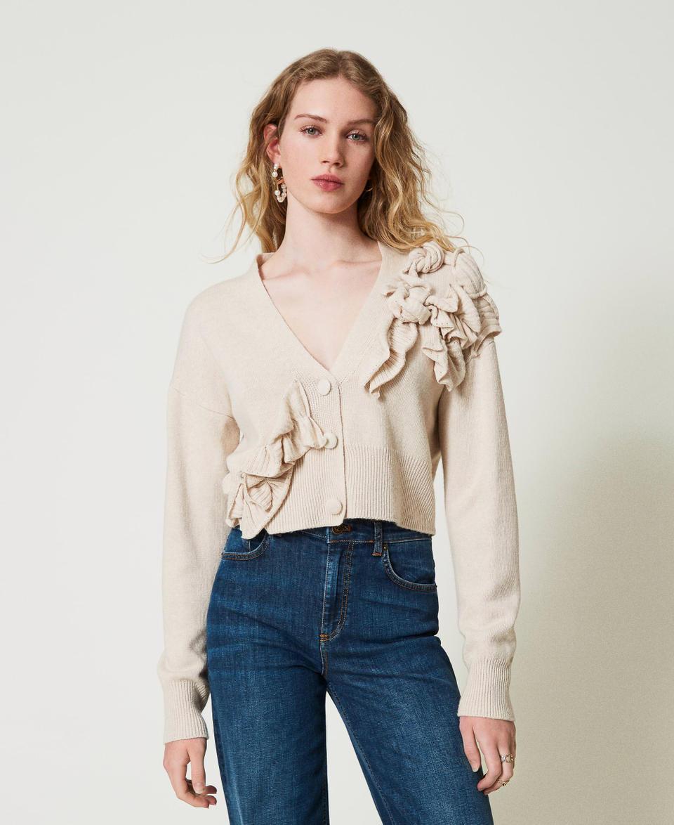Twin Set Cardigan In Misto Lana Con Volant