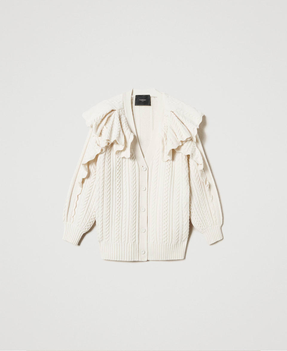 Twin Set Cardigan In Misto Lana Con Volant