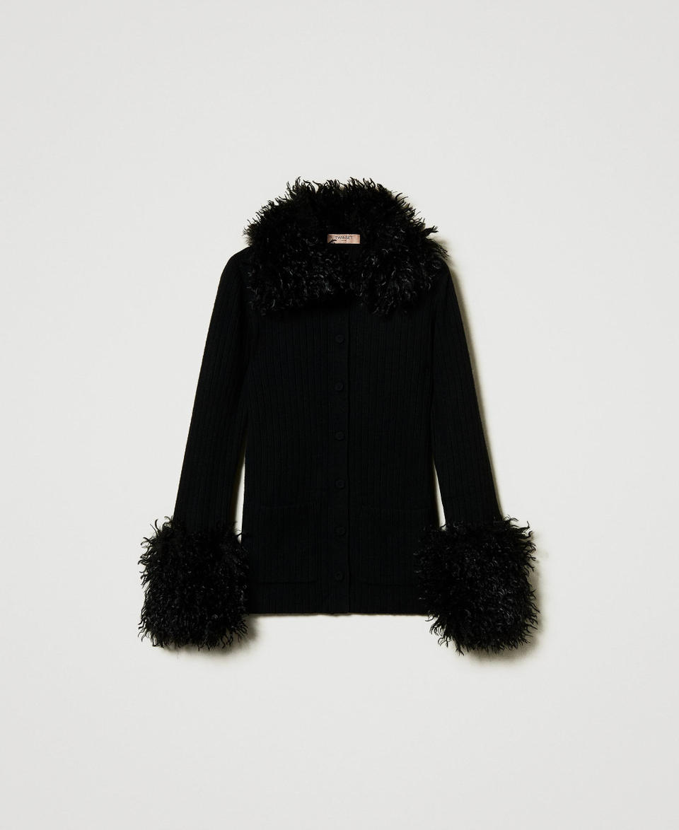 Twin Set Cardigan In Misto Lana E Faux Fur