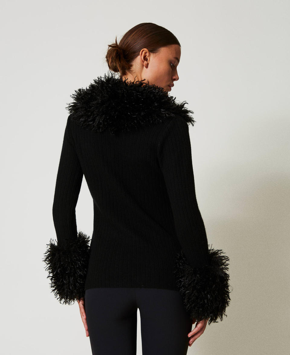 Twin Set Cardigan In Misto Lana E Faux Fur