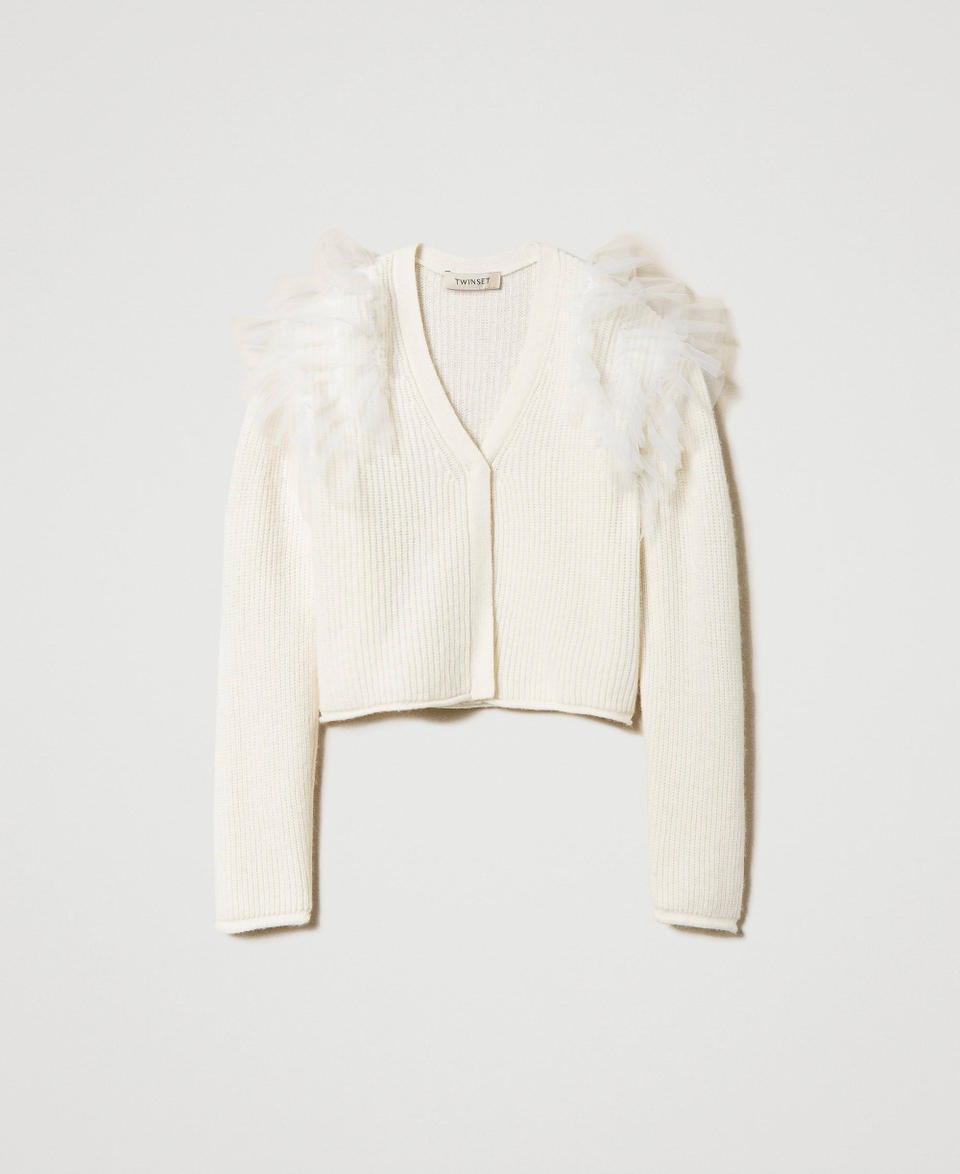 Twin Set Cardigan Regular Con Balze In Tulle