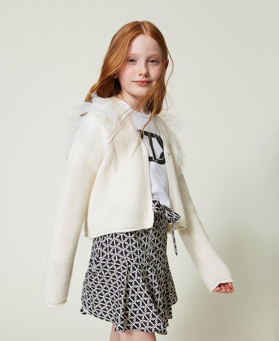 Twin Set Cardigan Regular Con Balze In Tulle