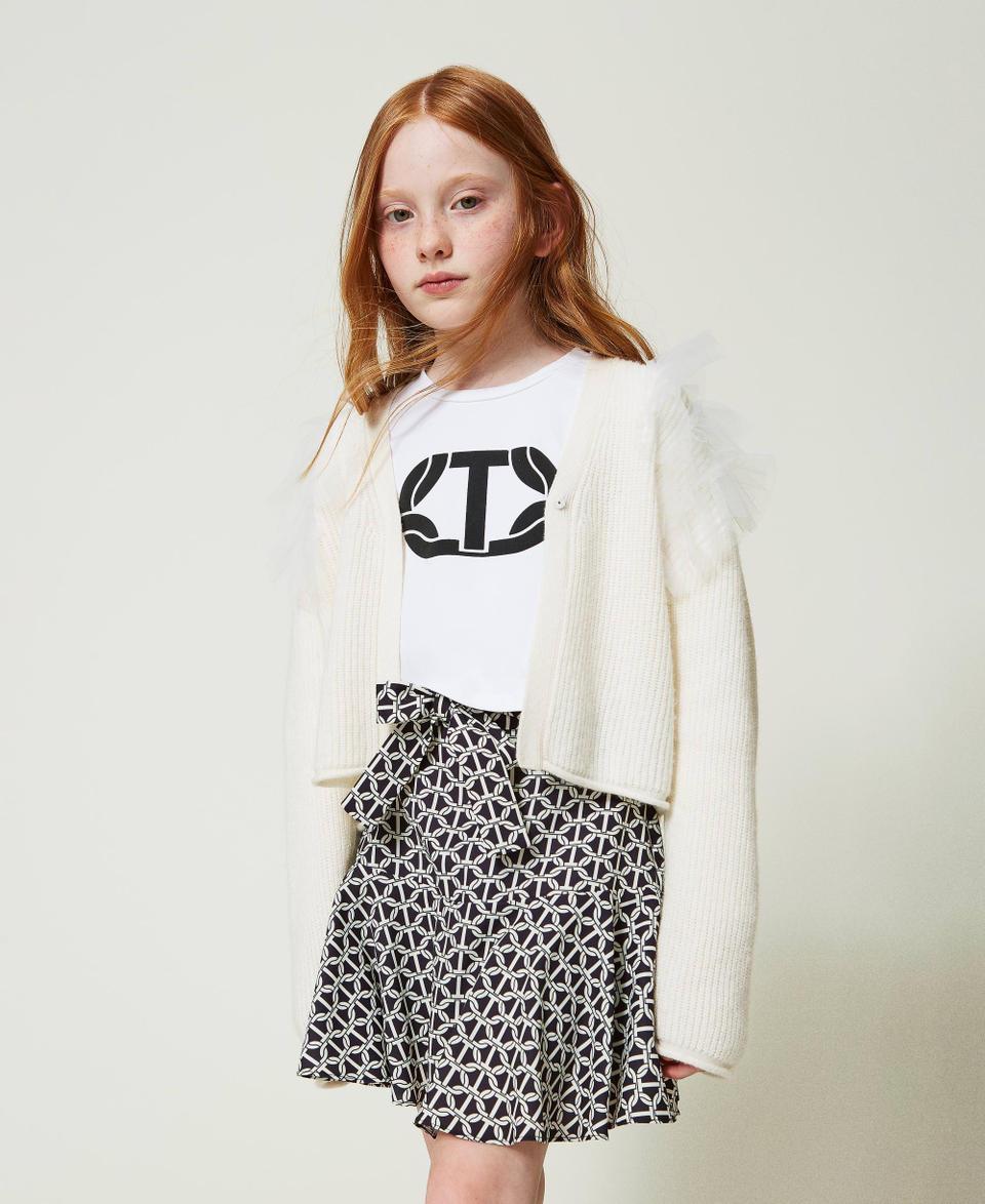 Twin Set Cardigan Regular Con Balze In Tulle