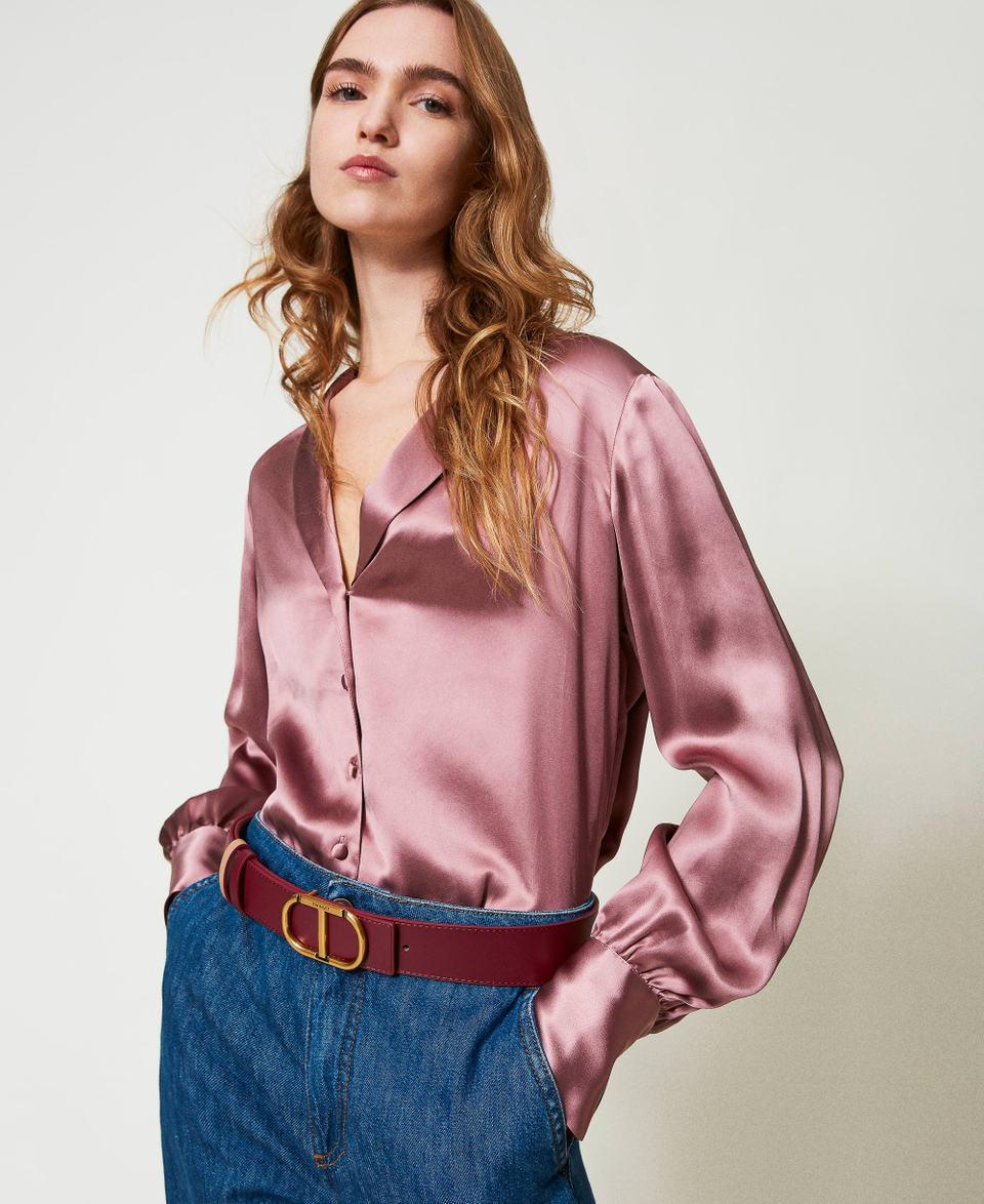 Twin Set Cintura Reversibile In Pelle Con Oval T