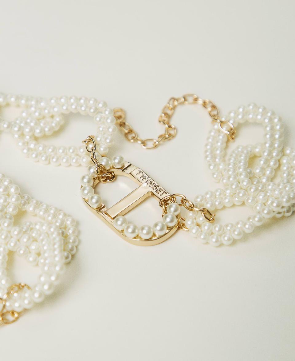 Twin Set Collana Con Catena Di Perle E Oval T