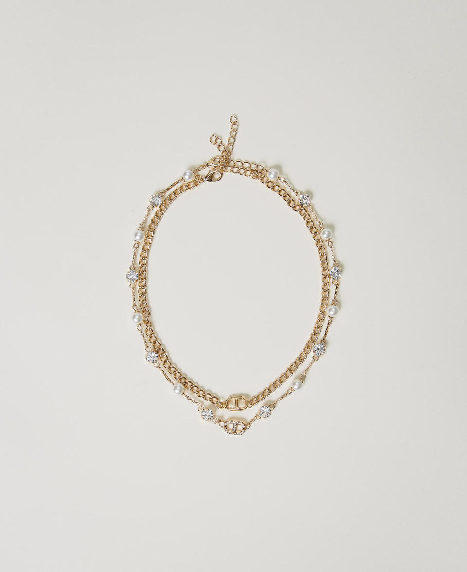 Twin Set Collana Multifilo Con Strass E Oval T