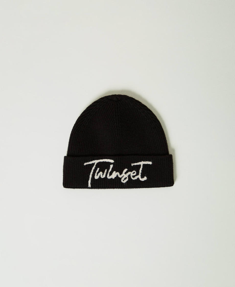 Twin Set Cuffia In Maglia Con Ricamo Logo