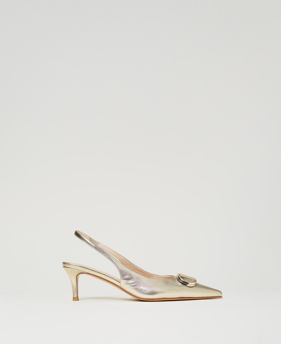 Twin Set Décolleté sling back con Oval T