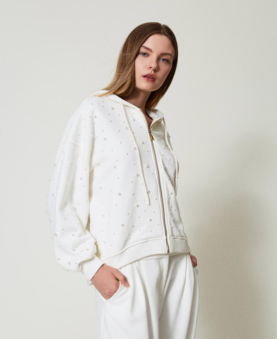 Twin Set Felpa Asimmetrica Con Perle