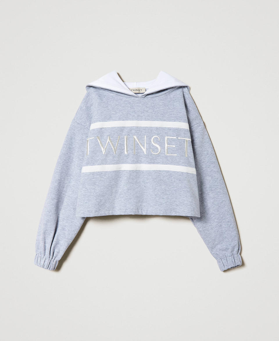 Twin Set Felpa Cropped Con Logo Ricamato