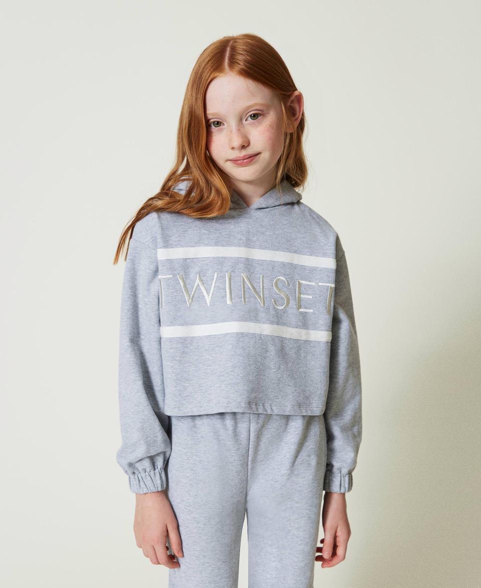 Twin Set Felpa cropped con logo ricamato