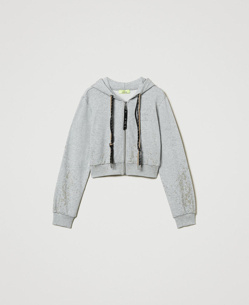 Twin Set Felpa Cropped MYFO Con Stampa Glitter