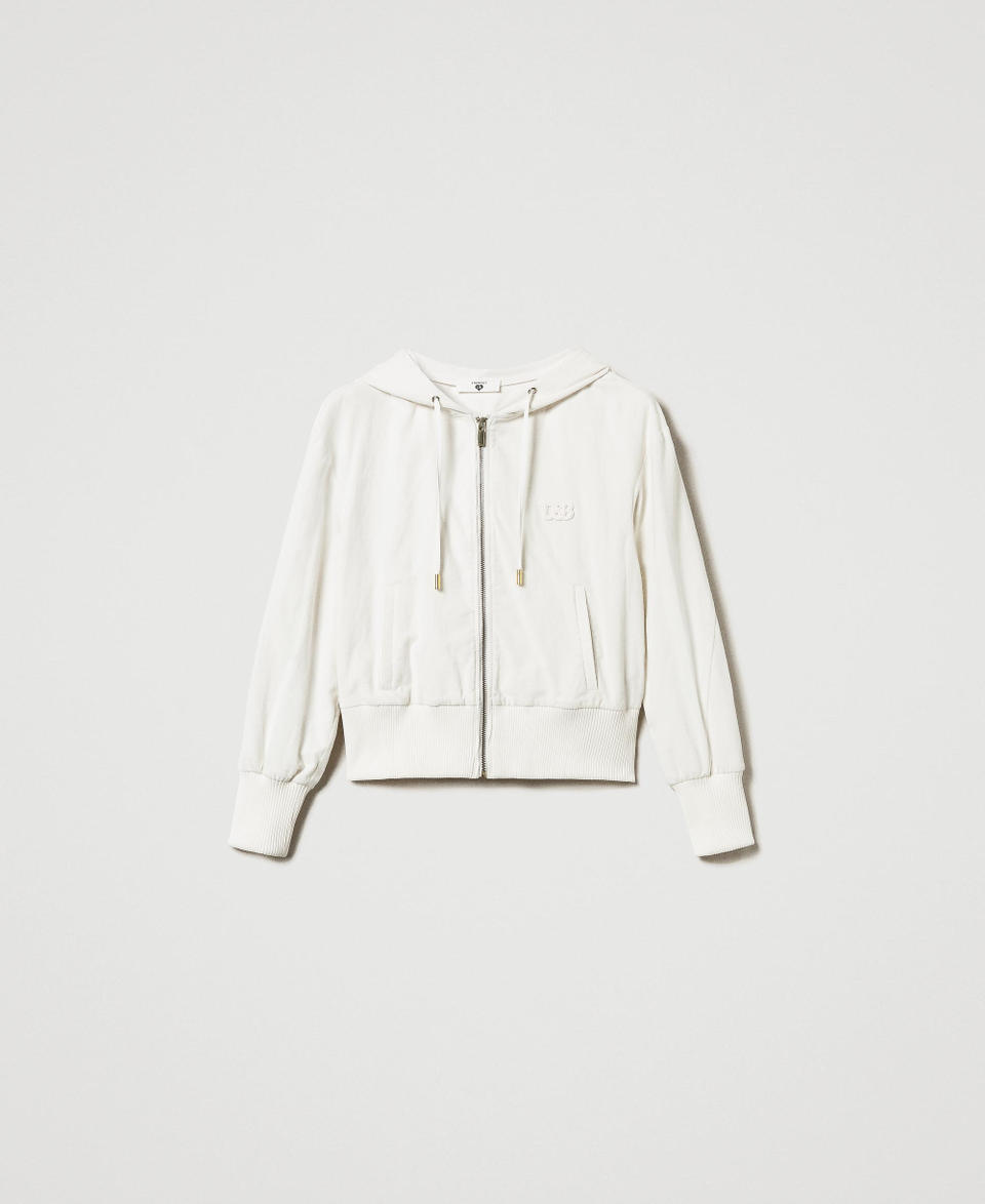 Twin Set Felpa In Velluto Con Cappuccio