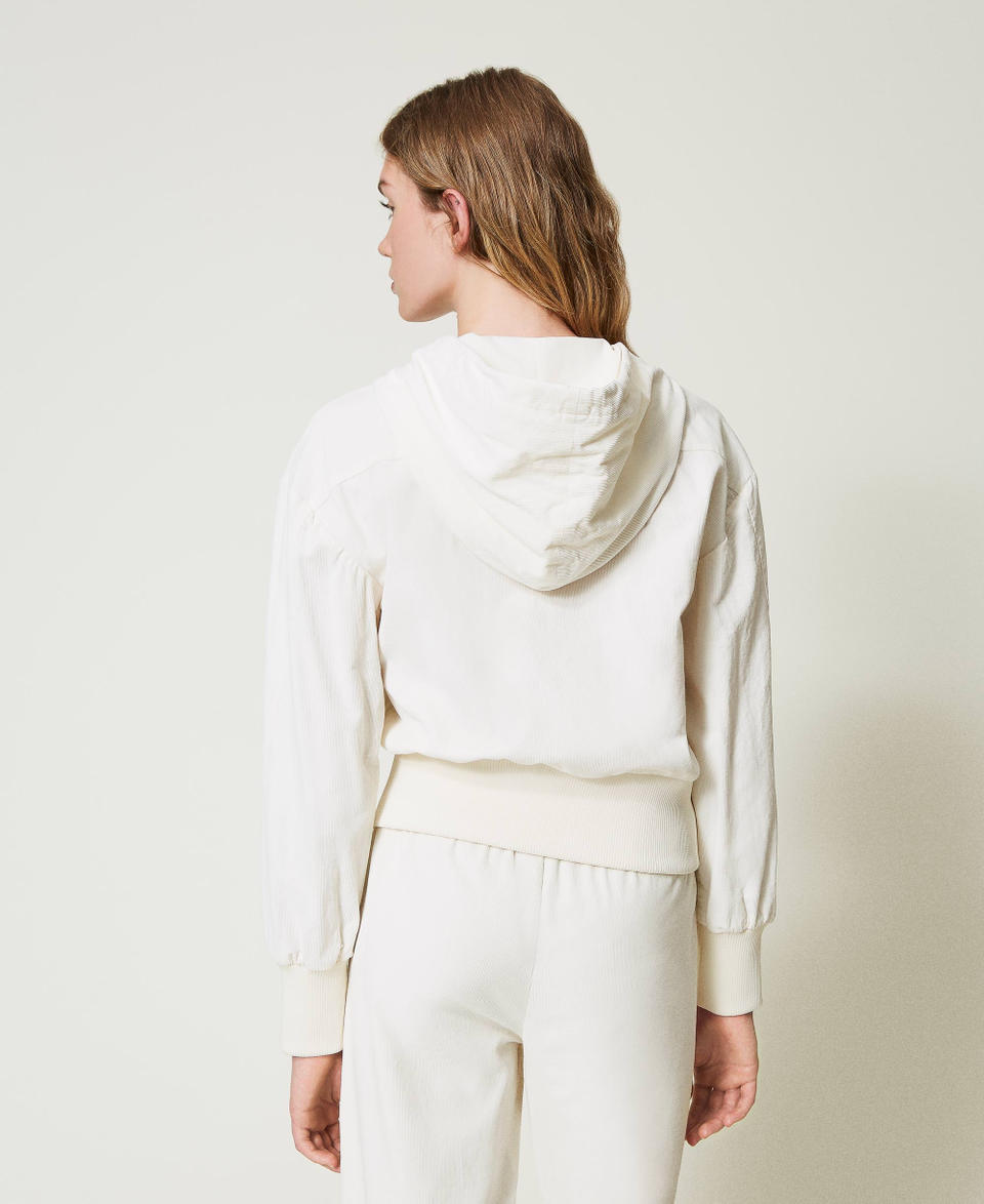 Twin Set Felpa In Velluto Con Cappuccio