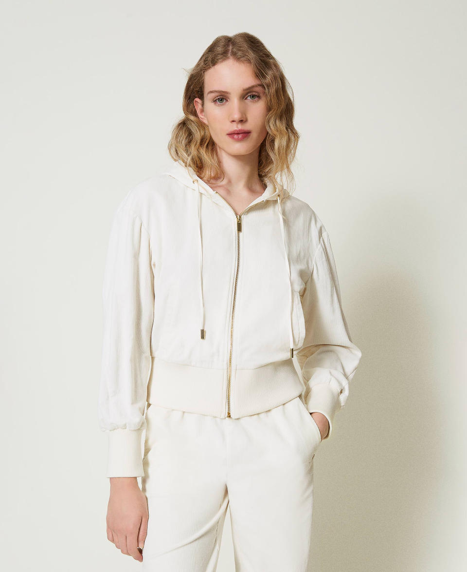 Twin Set Felpa In Velluto Con Cappuccio