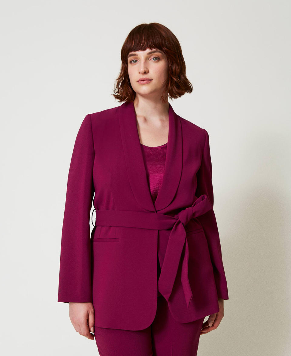 Twin Set Giacca blazer con cintura e catena Oval T